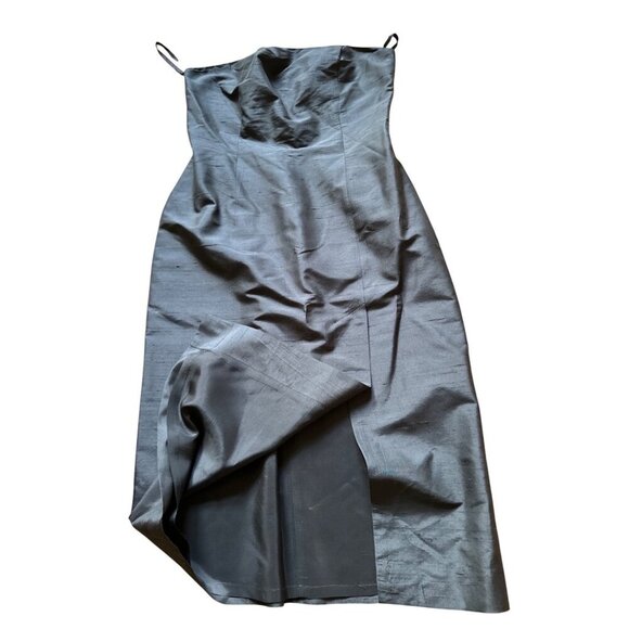 Black Strapless Silk  Evening Dress Size 2 - Picture 3 of 11